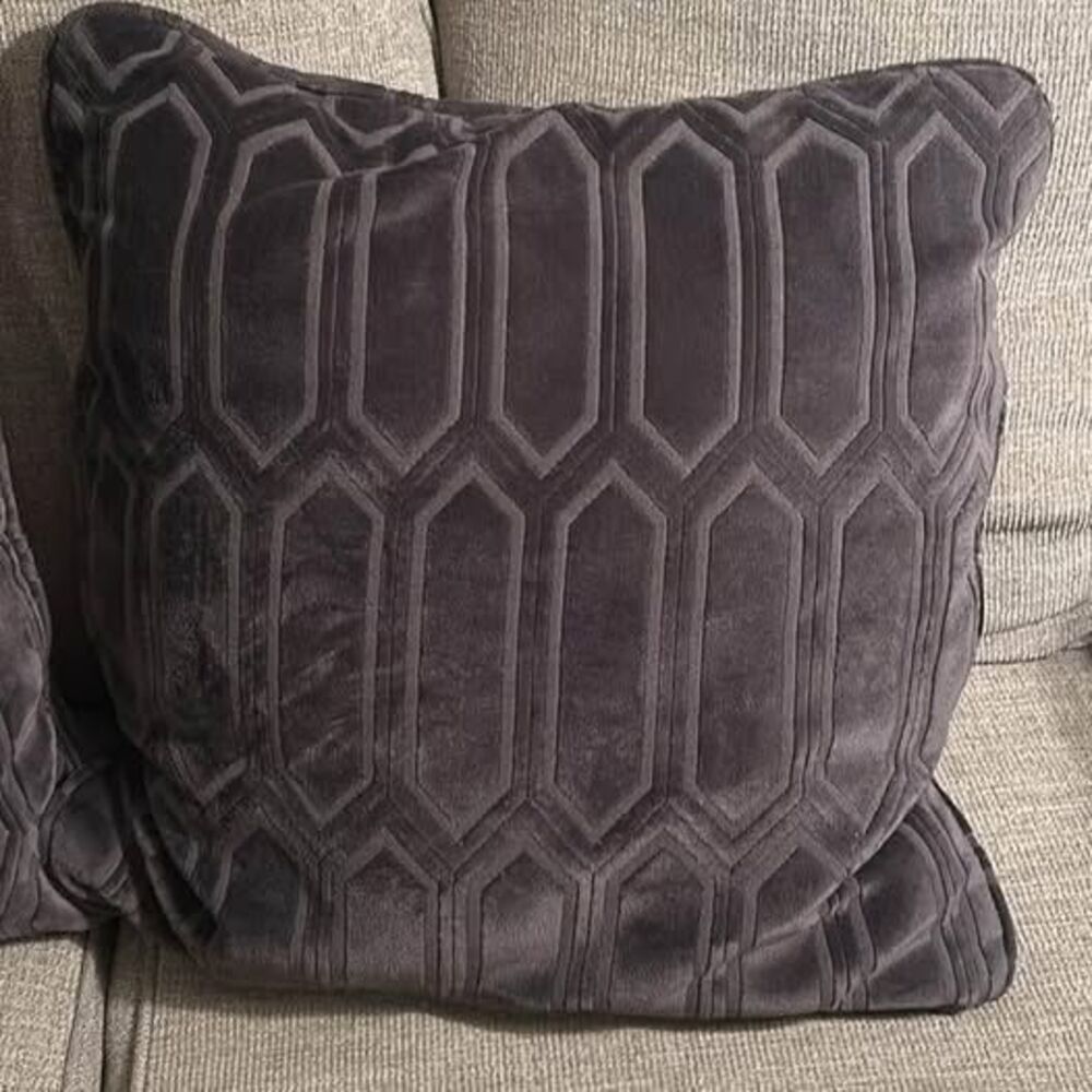 Dark Gray Square Decorative Accent Throw Pillow Monochrome Geometric Pattern